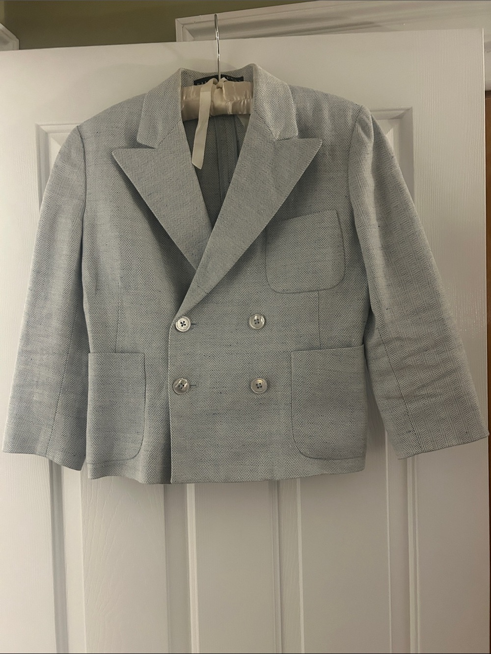 Ralph Lauren Herringbone Blue blue Double-Breasted 3/4 sleeve Blazer